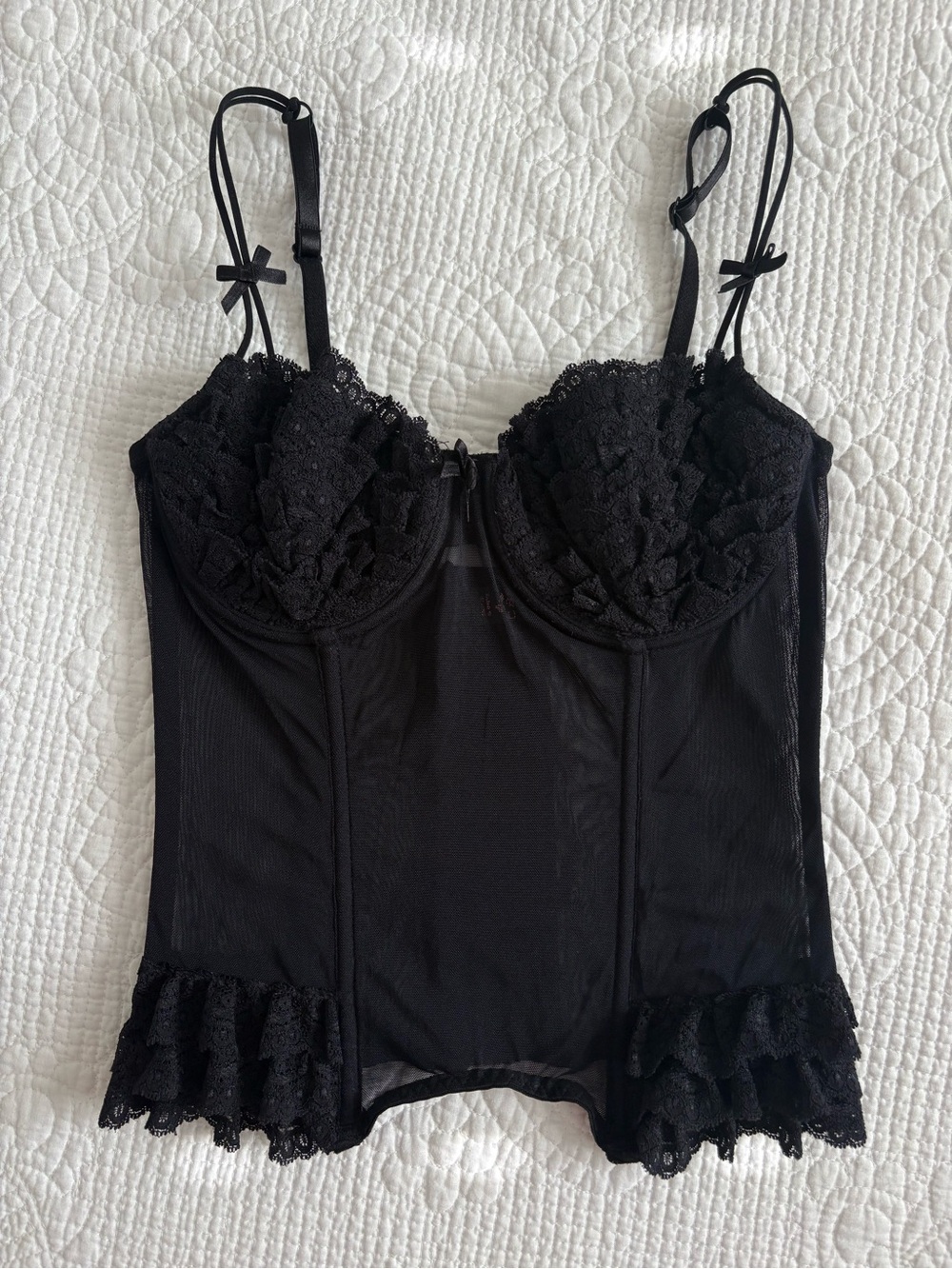 Vintage La Senza Ruffle Lace Bustier Corset Top
